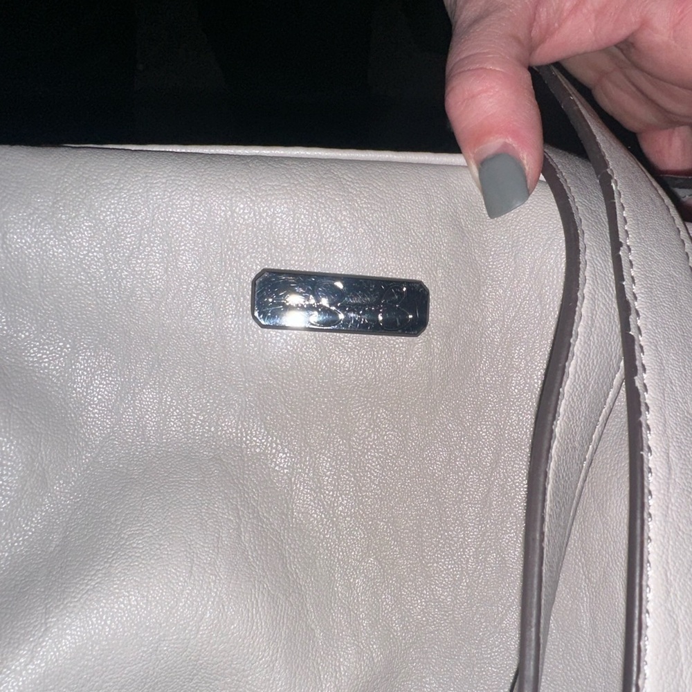 Jessica Simpson Cream Shoulder Bag with Silver Accent